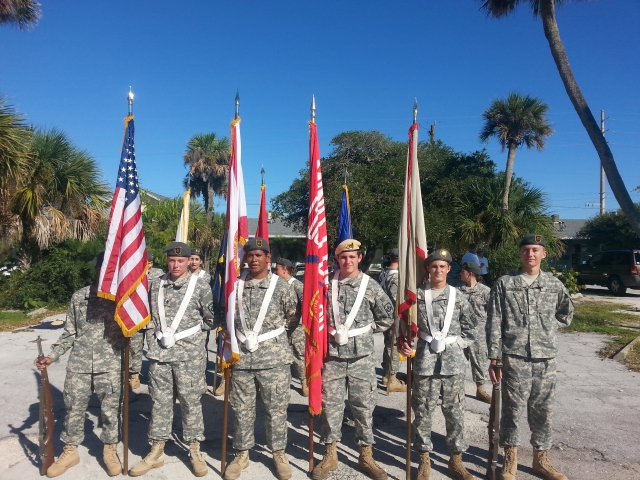 Male and Female Color Guards prepare for the Homecoming Parade