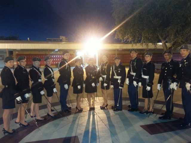 The Honor Guard poses before the Homecoming Game